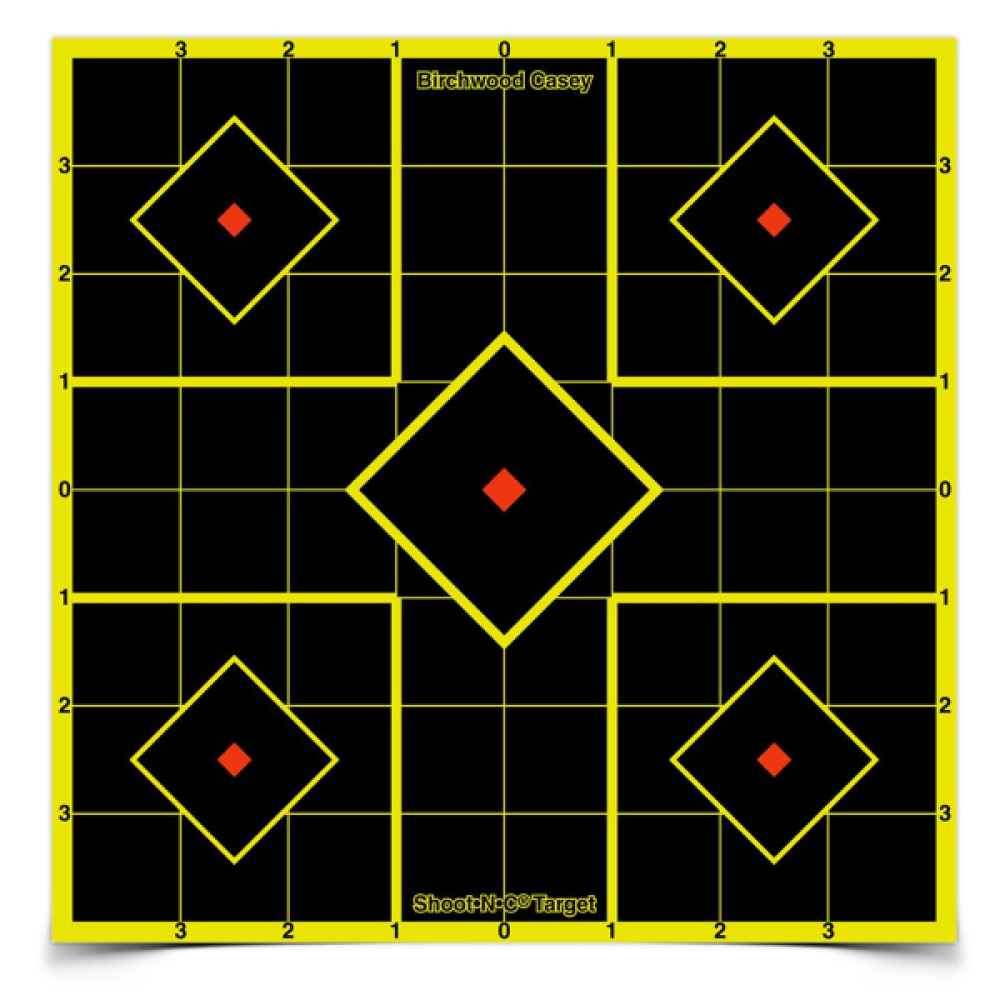 Birchwood Casey Shoot-N-C (SNC) 44x44 cm (17.25") Kendinden Yapışkanlı Fosforlu Sıfırlama Atış Hedefi