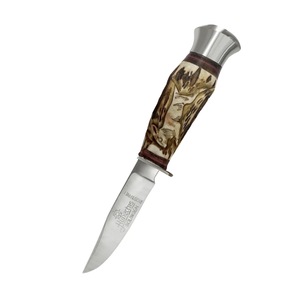 Hubertus El Yapımı Geyik Boynuzu Tavşan İşlemeli Minik Av Bıçağı