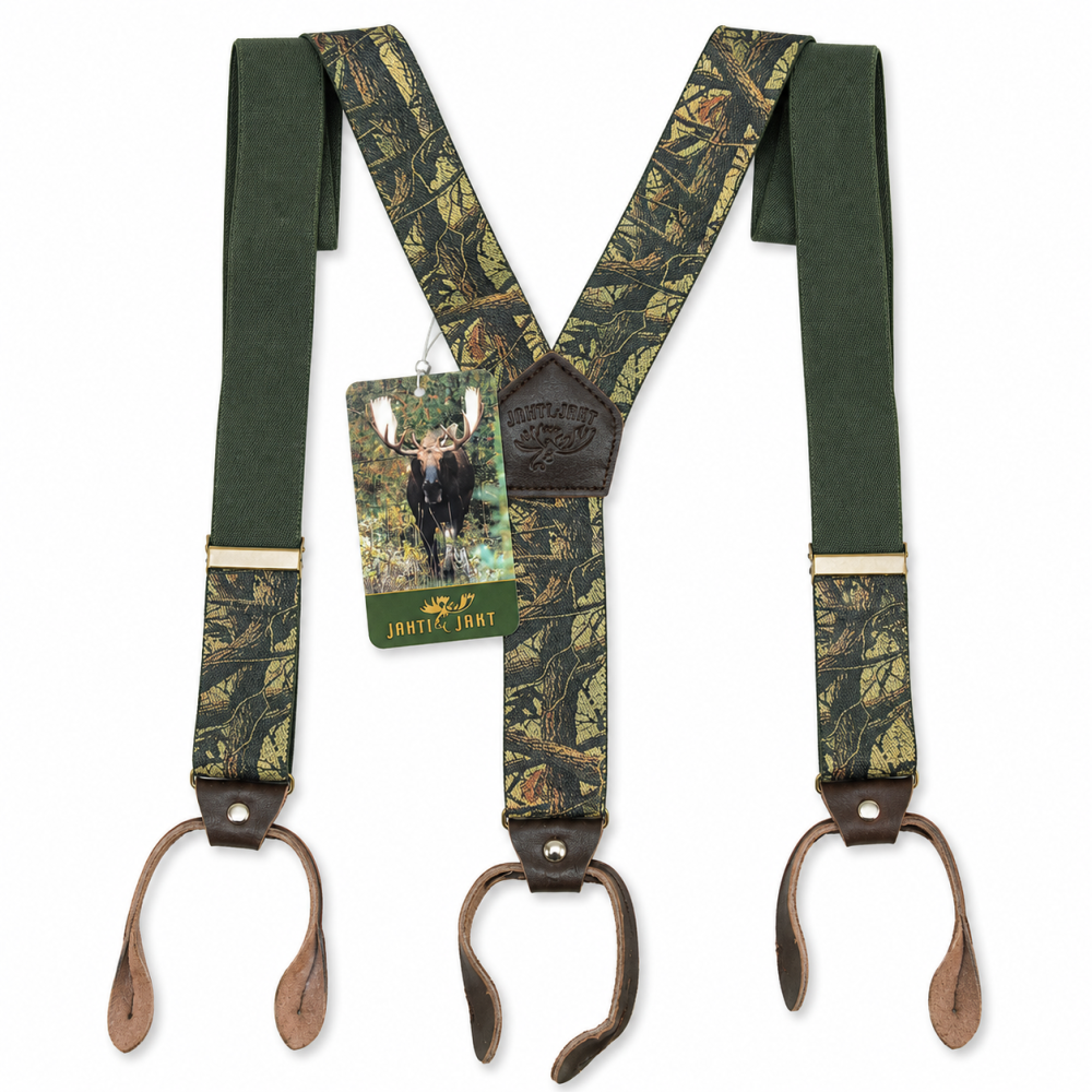 JahtiJakt JJ6403B75C Camo Leather Deri Detaylı Düğmeli Avcı Pantolon Askılığı